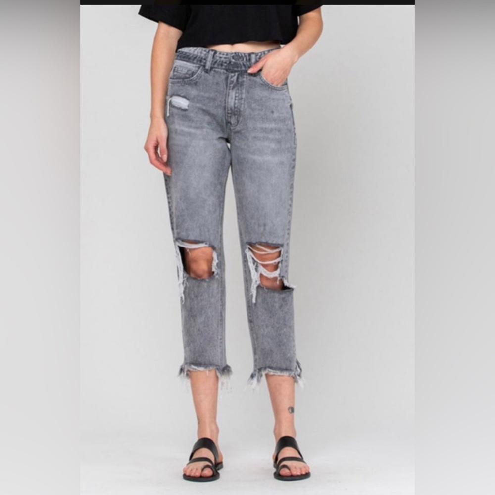 Vervet Grey Super High Rise Mom Jeans
